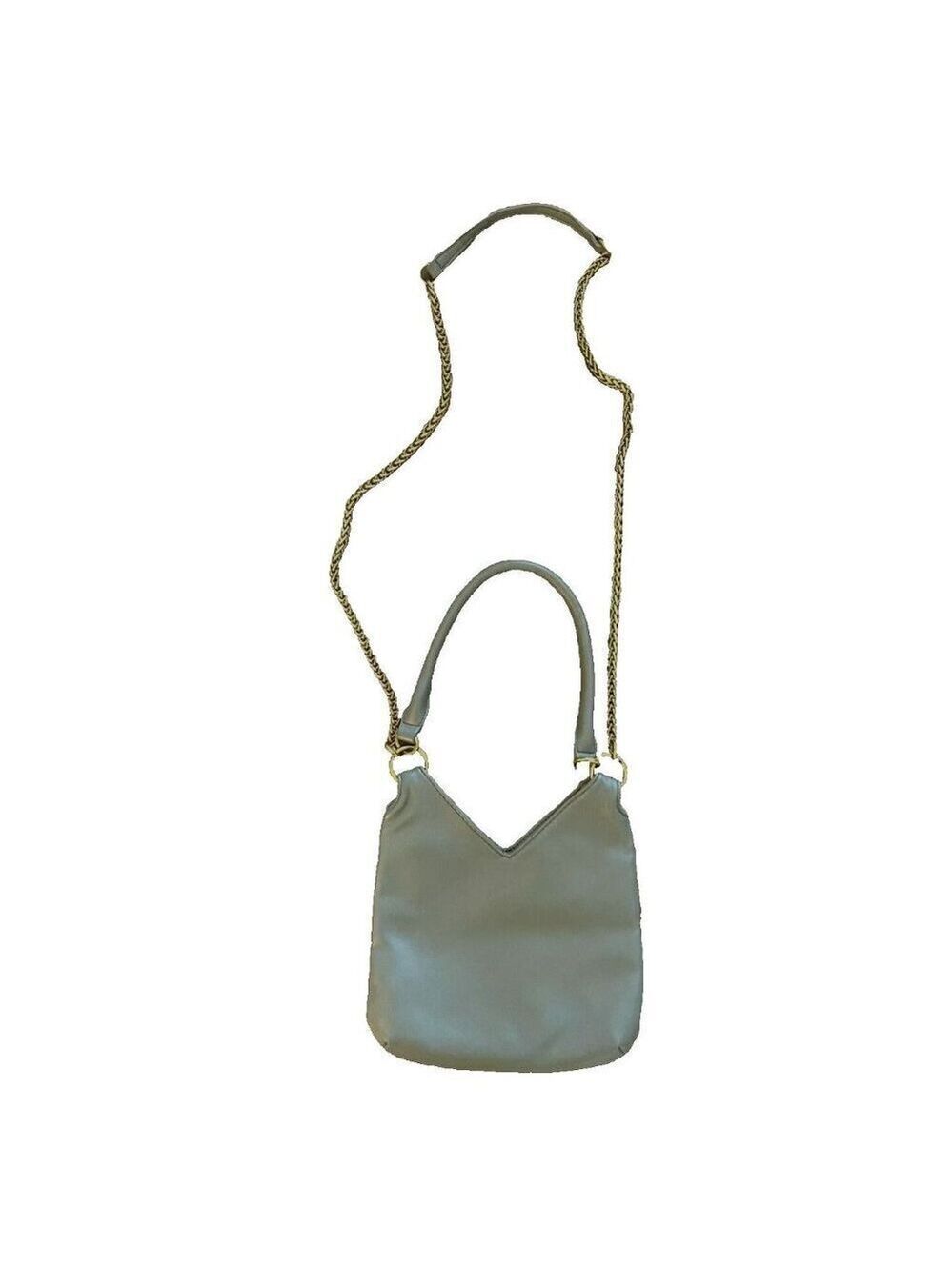 Anthropologie Small Olive Green Handbag w/ Gold Chain Shoulder Strap